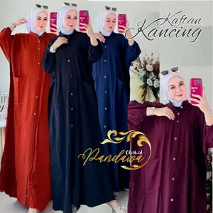 KAFTAN POLOS KANCING | GAMIS JUMBO | KAFTAN SIMPLE KEKINIAN | KAFTAN TERBARU KASUAL Hitam Muslim Navy Panjang Rayon Batik • simpel