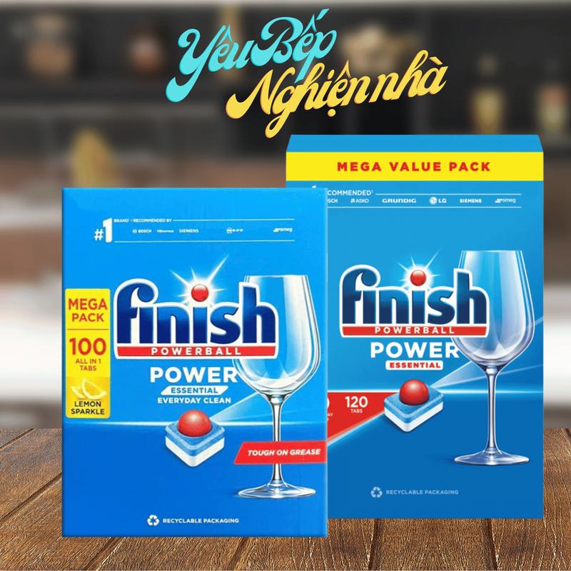 Viên rửa bát Finish Essential 100 viên hương chanh nhập khẩu Đức, Viên rửa chén Finish
