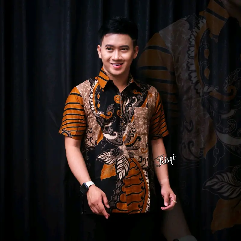 Kemeja Batik Pria Lengan Panjang Motif Sangkuriang Cowok Katun Nyaman Baju Pendek 5
