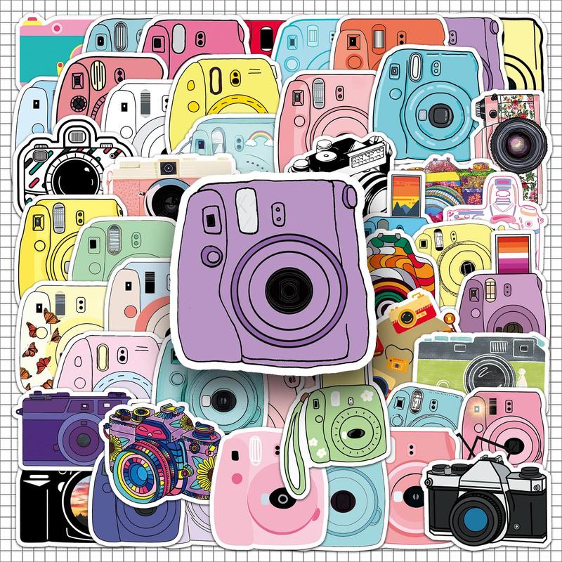 Product Introduction of Camera Pattern Sticker, 100pcs/set Waterproof Self Adhesive Decor Paper, Decor Sticker for Gift Greeting Card Water Bottle Laptop Phone, Ornaments 0