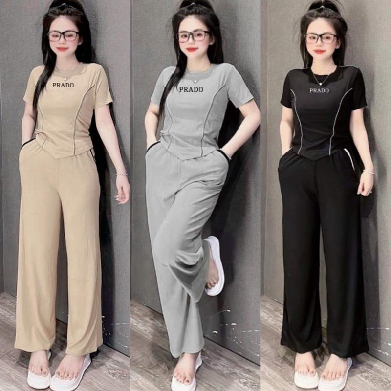  Set Bộ Quần Suông Trơn Tăm Lạnh Áo Vạt Nhọn Phối Viền Nữ Women Voi Bigsize 40-80 KG 