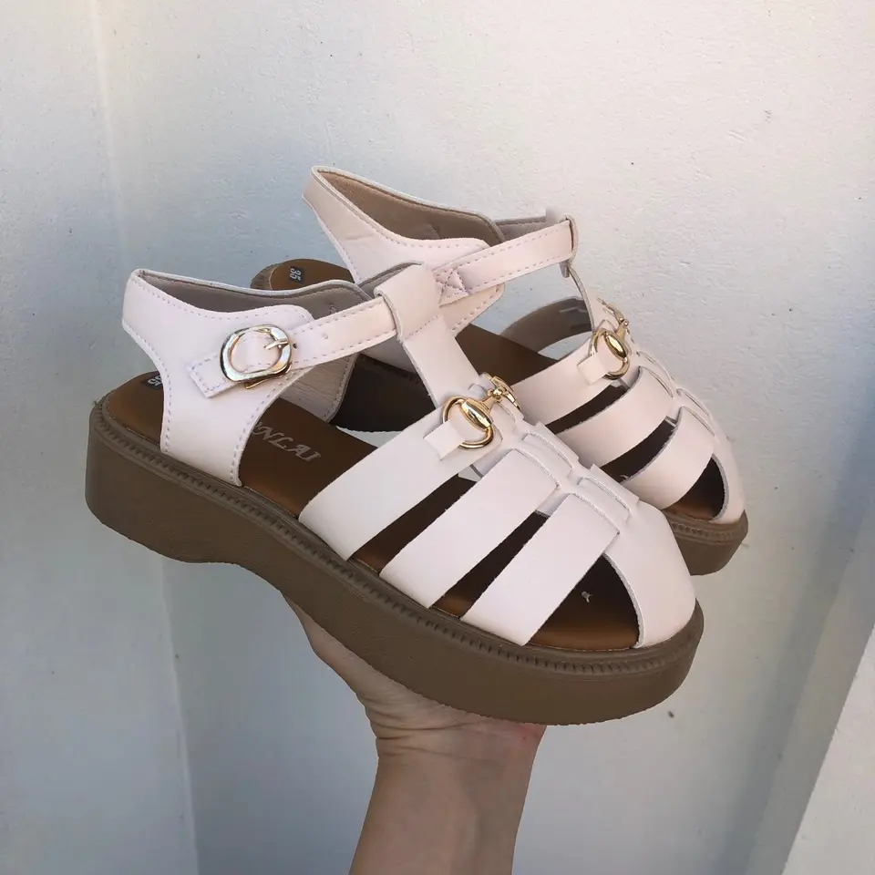 Dép quai hậu nữ mũi rọ quai sích cao 4 cm chất da lỳ ( phom nhỏ) Nữ DéP  Shoes