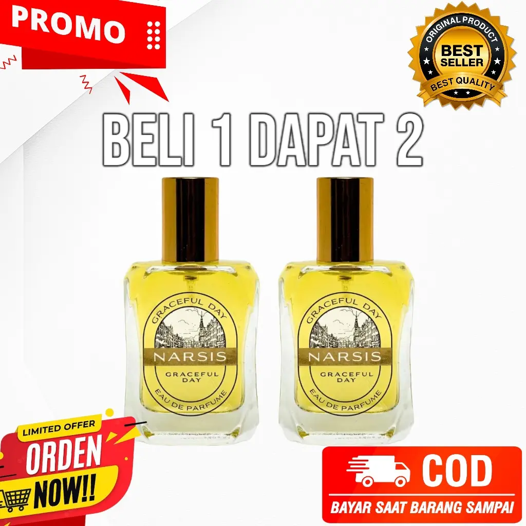 BELI 1 DAPAT 2 - NARSIS Graceful Day Eau De Perfume - Parfume Wanita Kesukaan Pria Wangi Tahan Lama 24 Jam