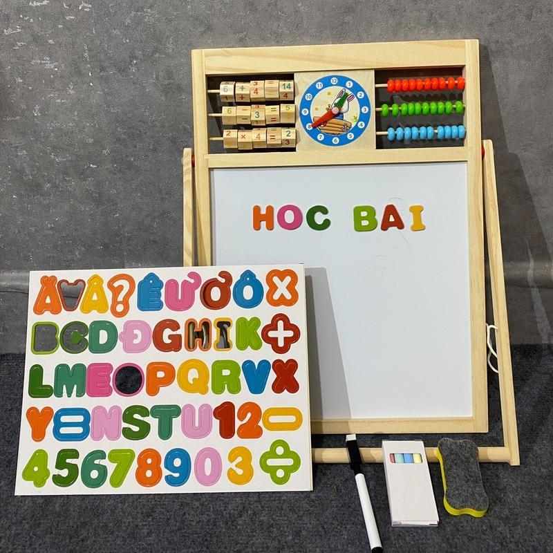 Đồ chơi bảng chữ số bằng gỗ 2 mặt có gắn nam châm cho bé đồ chơi an toàn