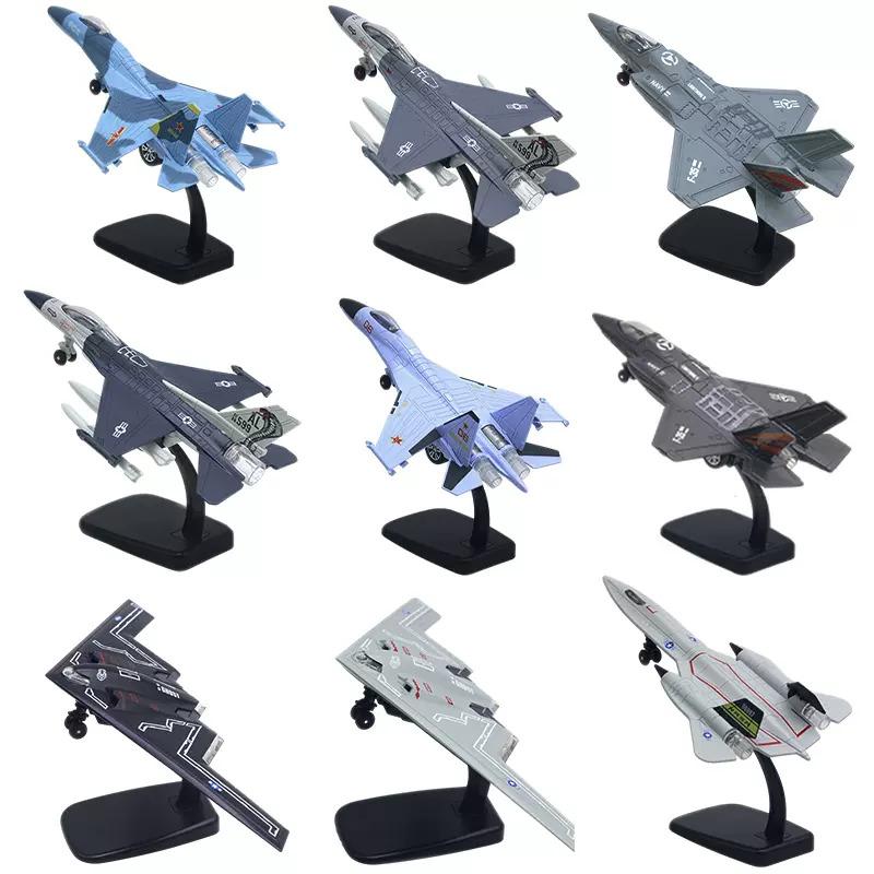 Đồ chơi mô hình máy bay chiến đấu, trinh sát F-18, F-35, F16, SR-71, B-2A và Su-35 có nhạc đèn chạy cót vỏ hợp kim Toy