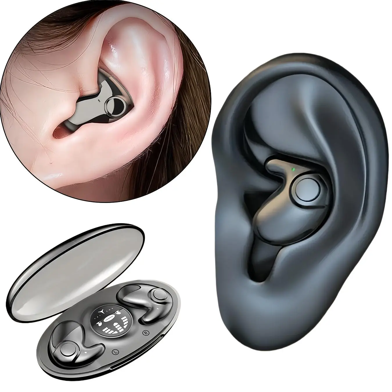 Wireless Headphones, Comfortable Micro-stealth Bluetooth-compatible Earphone, Mini Long-lasting High-definition Earbuds for Sleep, Ergonomic Gaming Headset, Wireless Earbuds for Running, Sports, Sleeping Earbuds, Invisible Earbuds, Headphone Pouch