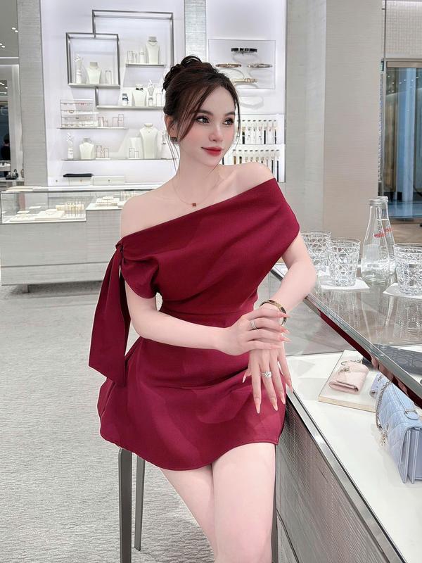 Set Váy Dự Tiệc Lệch Vai Cột Nơ Thiết Kế Cao Cấp Tina Store Phong Cách Thanh Lịch, Đơn Giản - Phù Hợp Dạo Phố, Hẹn Hò Nữ, Women