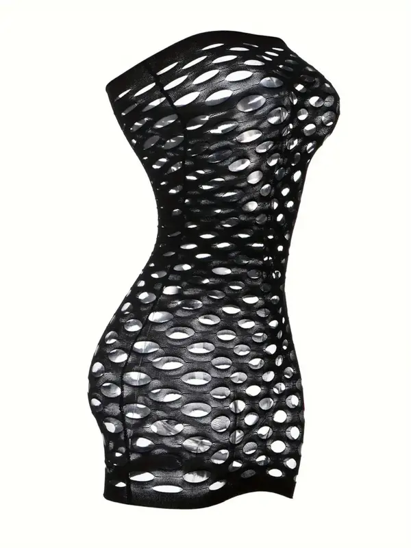 Women's Solid Hollow Out Sheer Cover Up Dress, Casual Strapless Bodycon Dress for Beach Holiday Vacation, Ladies Clothes for All Seasons 0