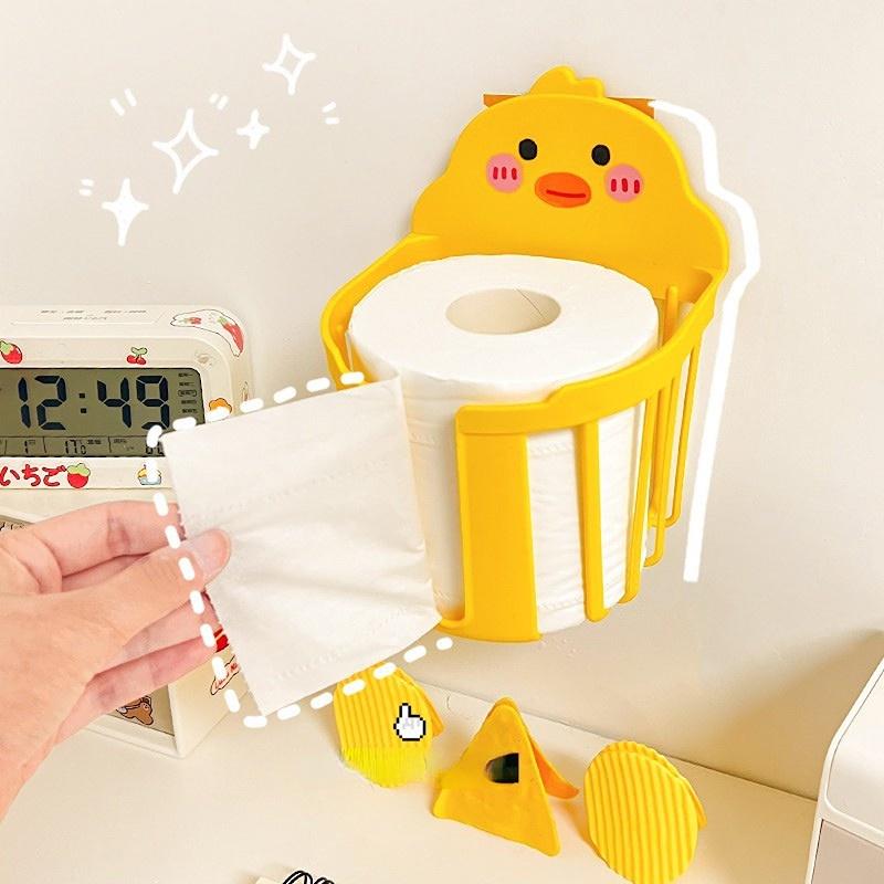  Kệ Giấy Vệ Sinh Giá Treo Tường Phòng Tắm Không Cần Đục Lỗ Giá Để Hộp Khăn Giấy Gia Dụng Vịt Vàng Giá Để Giỏ Sắp Xếp Giấy Cuộn 
