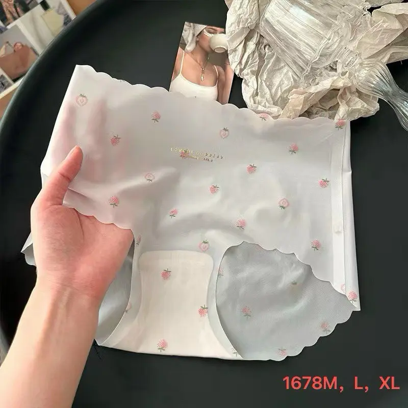 Set Quần Lót Nữ Quả Dâu Su Lạnh Tàng Hình Không Viền Trơn Mềm Mịn đáy thông hơi Women dễ thương [D78] Nhung Voi