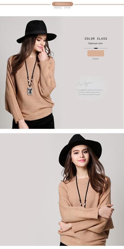 Product Introduction of 2024 European and American Knitwear for Autumn and Winter Solid Color Loose Long Sleeves Sweater Batwing Shirt Women Minimalist Lingerie Tops Womenswear Tops Comfort Knitting Basic 4