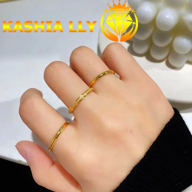 KASHIA LLY   เซต 3 ชิ้น แหวนผู้หญิง ดีไซน์เฉพาะ แหวนองค์ประกอบระดับไฮเอนด์ นิ้วชี้เหล็กไทเทเนียมสีทอง แบบใหม่ อินเทรนด์ไม่ซีดจาง
