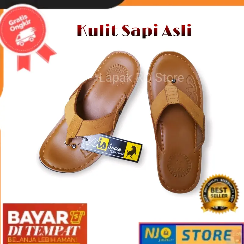 Sandal Kulit Pria Lois Kulit Asli Sendal Jepit Kulit Lois Asli Karet 1