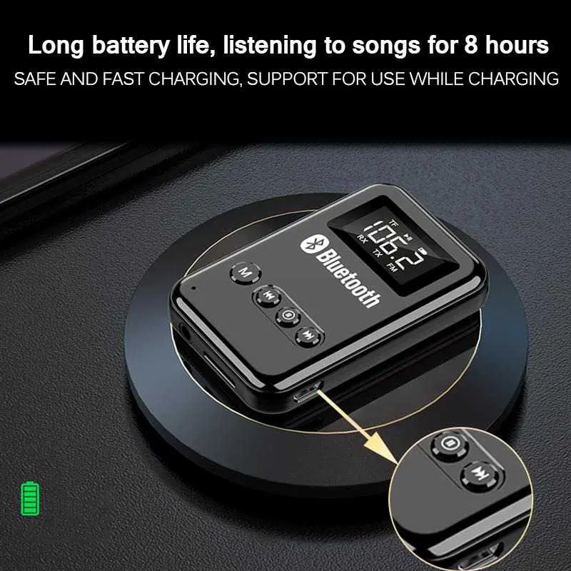 Audio Bluetooth 5.0 Transmitter Receiver Adapter AUX FM - K6 TKXEC 2