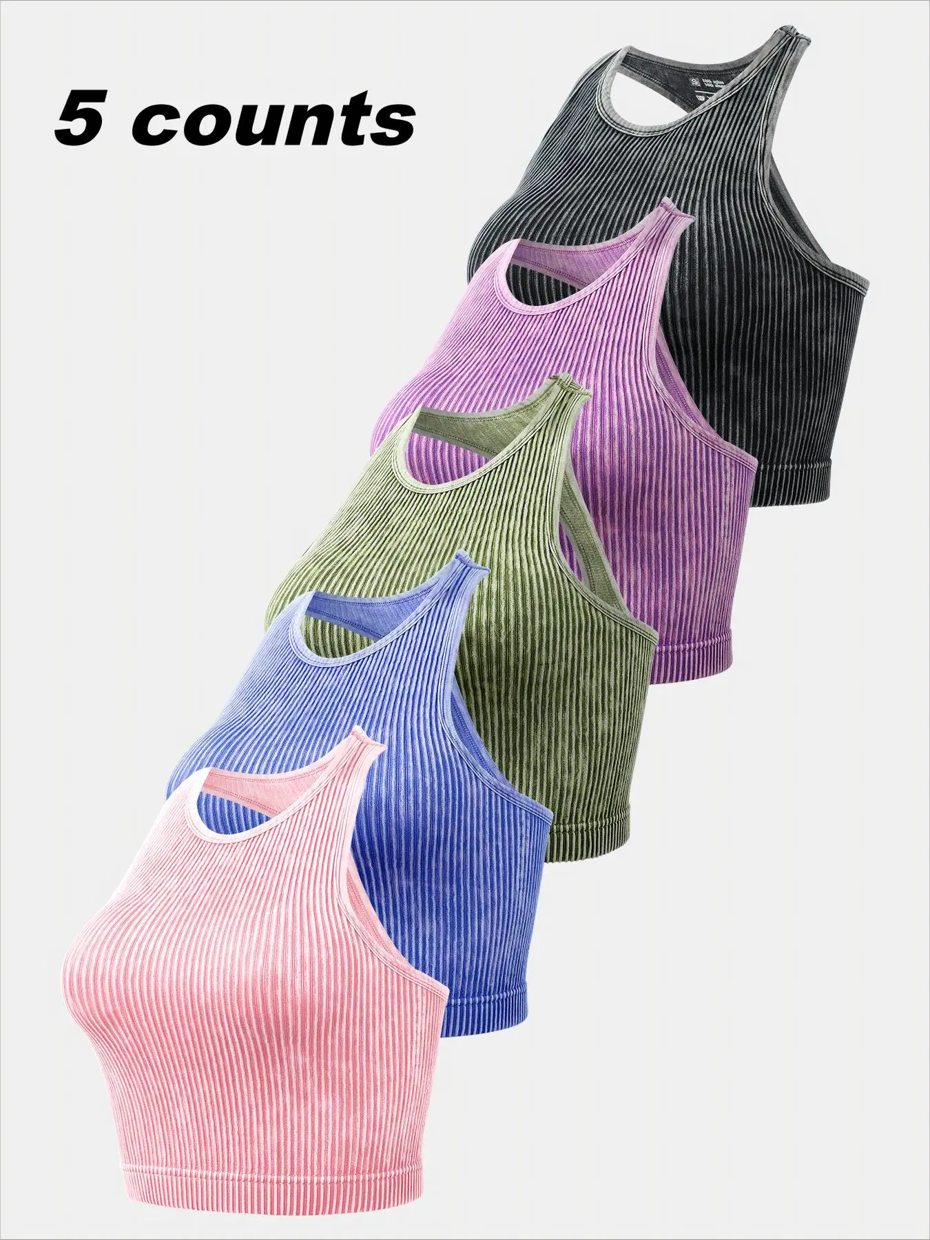 Women's Solid Racerback Sports Tank Top, Casual Sleeveless Round Neck Top for Yoga Gym Workout Running, Ladies Sportswear Fitness for Spring & Fall, Activewear