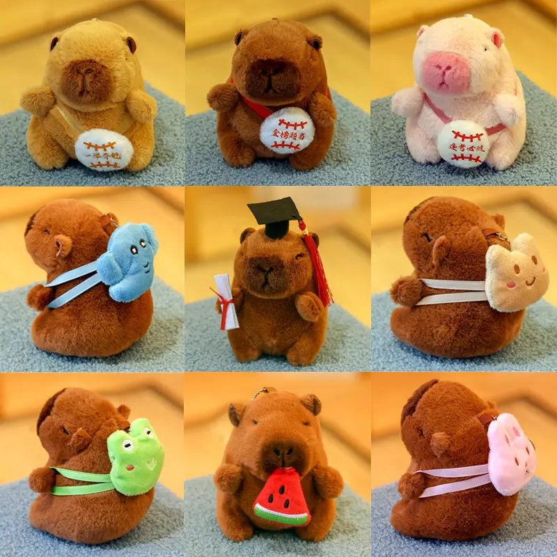 Cartoon Capybara Plush Keychain Bag Pendant Hanging Decoration Cute Stuffed Doll Toy Desktop Doll Ornament Car Keyring Kids Gift