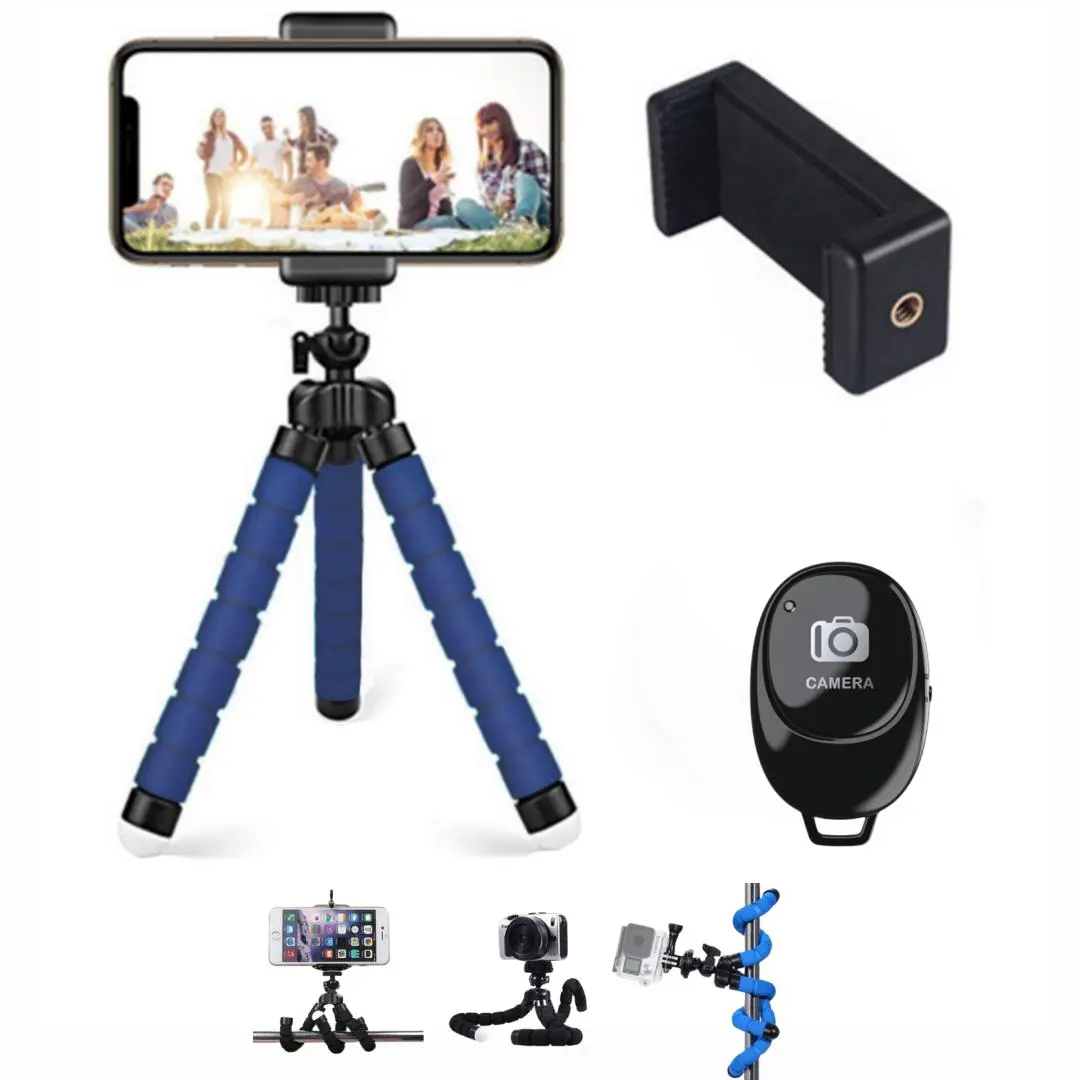 Octopus Design Phone Tripod, Portable Phone Selfie Tripod with Clip & BT Remote Control, Multifunctional Phone Tripod for Phone, Camera, Video, Photography Device