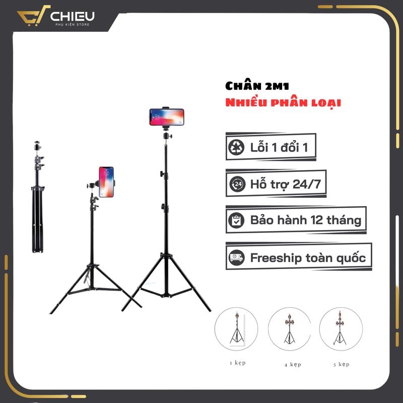 Gậy livestream quay tiktok quay video chụp ảnh nhiều điện thoại chân 2m1 kim loại chắc chắn Phụ Kiện Selfie
