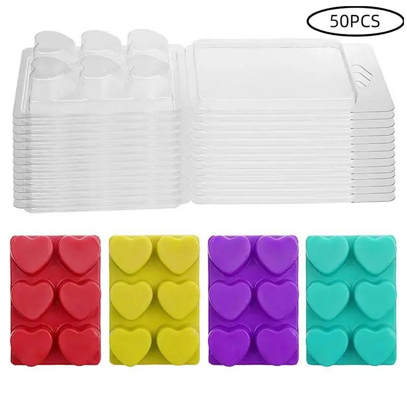 Heart & Round & Square & Star Shaped Clear Candle Mold, 50pcs/set Plastic Candle Mold, DIY Candle Making Mold, Candle Making Supplies