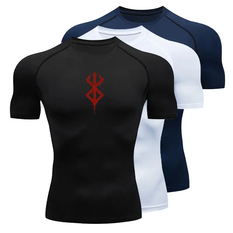 Summer Sports Tops Quick Dry Men's Compression Shirt Short Sleeve Second Skin Gym Workout Short Fitness Running T-Shirt Men Wear 0