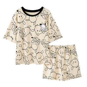 ชุดนอนสตรี ชุดฤดูร้อน แขนสั้น กางเกงขาสั้น สไตล์ดาราอินเทอร์เน็ตหวานและน่ารัก ชุดการ์ตูน ชุดใส่ในบ้าน มาใหม่