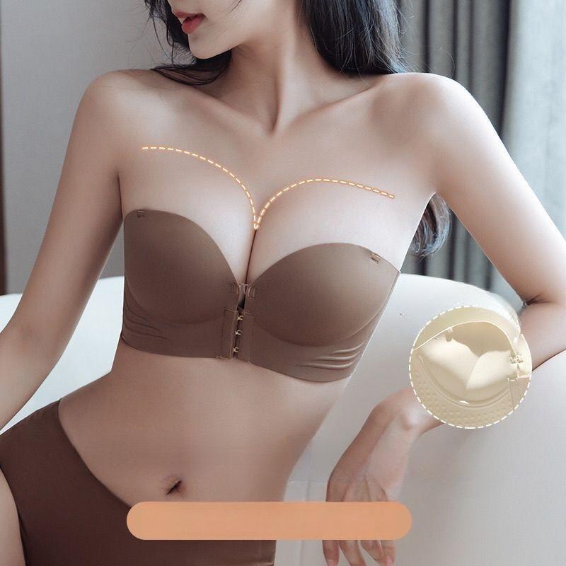 Áo Ngực Không Dây, Dành Cho Ngực Nhỏ Và Ngực Lớn, Áo Ngực Nâng Ngực, Vô Hình Và Liền Mạch, Dày Dặn, Áo Ngực Lưng Đẹp, Khóa Trước, Chống Trượt 1