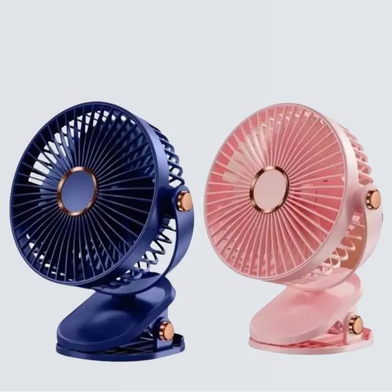 Quạt Kẹp Bàn Tích Điện Mini Cầm Tay đa năng 3600 mAh - 5 Tốc Độ Gió Xoay 360 Có Đèn LED - Màu Xanh Hồng Mobile