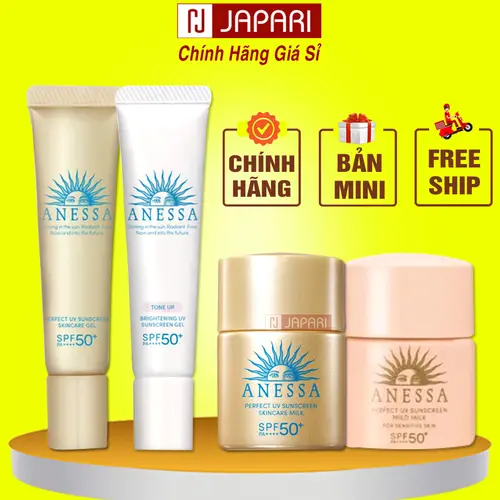 Kem Chống Nắng Anessa Mini Size CHÍNH HÃNG - Sữa Chống Nắng Cho Da Dầu, Kcn Gel Anessa Trắng Nâng Tone Dưỡng Ẩm Japari