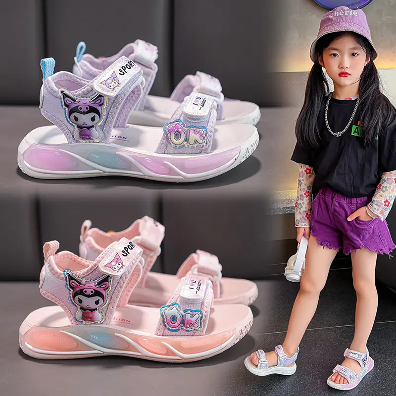 Sandal Bé Gái Từ 3-13 Tuổi Siêu Nhẹ Họa Tiết Hoạt Hình Đế Êm Chống Trơn Trượt Phong Cách Hàn Quốc D162 0
