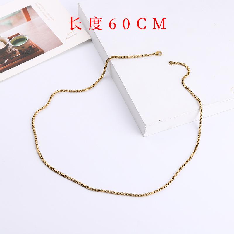 2,5mm thick electroplated square Pearl titanium steel pendant necklace 60cm long DIY decorations women necklace jewelry 1