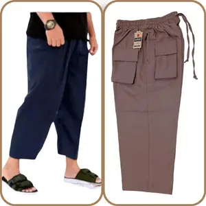 CELANA SIRWAL PANGSI PRIA, CELANA SIRWAL CINGKRANG, CELANA IKHWAN PRIA Santai Polos Putih Hitam Santai Dewasa Panjang Nyaman