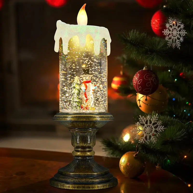 Candles Design LED Candle Light, 1 Count Battery Powered Flickering Flameless Candle Light, Glittering Spinning Candle Light for Christmas Decorations, the Range LED Candle 5
