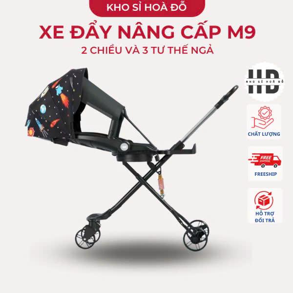 Xe Đẩy M9 Phiên Bản Mới Nhất Có Khay Bàn Ăn Dặm, Bệ Để Chân Và Rèm Mái Che Kem Cho Bé