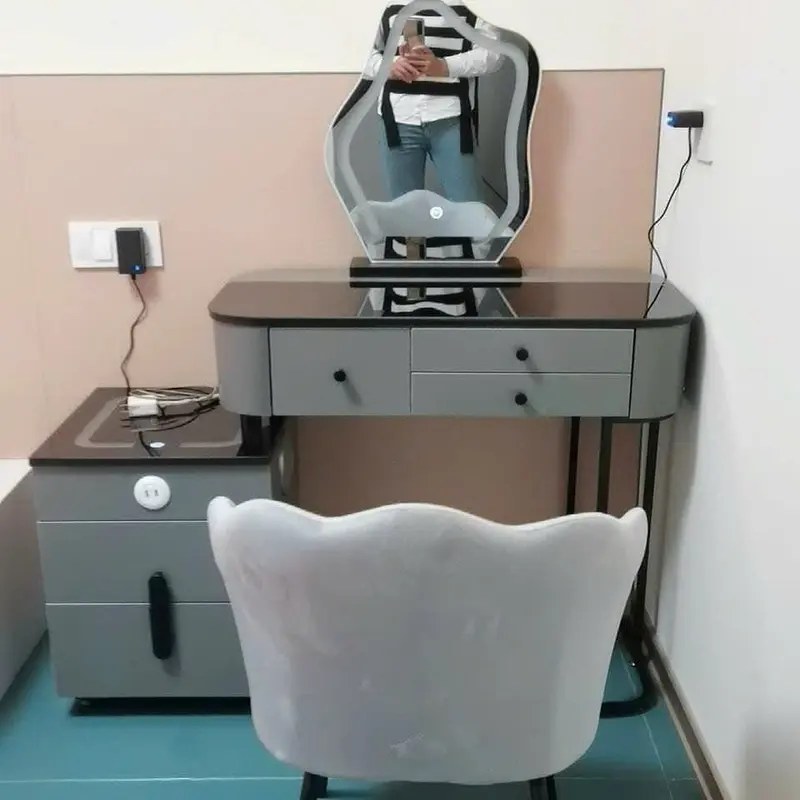 Bàn trang điểm mini size 80, tích hợp nghe nhạc Blutus, đèn led cảm ứng 3 màu 1
