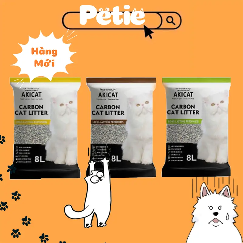 CÁT CITY CÁT AKICAT CÁT  THAN HOẠT TÍNH - Túi 8L_4kg(Vón Cục Tốt,Không Bụi,...)cát aki cho mèo, cát mèo citycat, cát vệ sinh cho mèo cát  vệ  sinh  mèo 0