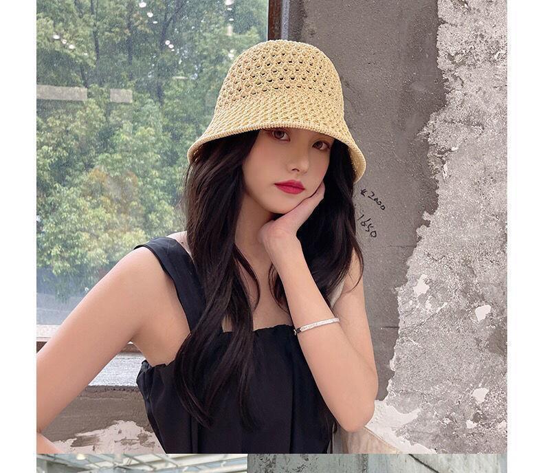 Product Introduction of 1157Fashion Luxury Women's Summer Straw Bucket Hat - Wide Brim, Foldable, Hollow, Sun Visor#FashionHat #SummerStyle #WomenFashion bucket hat 27
