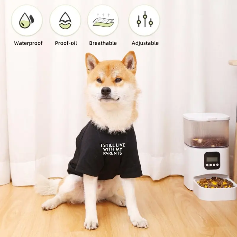 I Still Live with My Parents Letter Print Pet Clothes, 1 Count Funny Creative Pet Clothes, Pet Clothes for Dogs 2