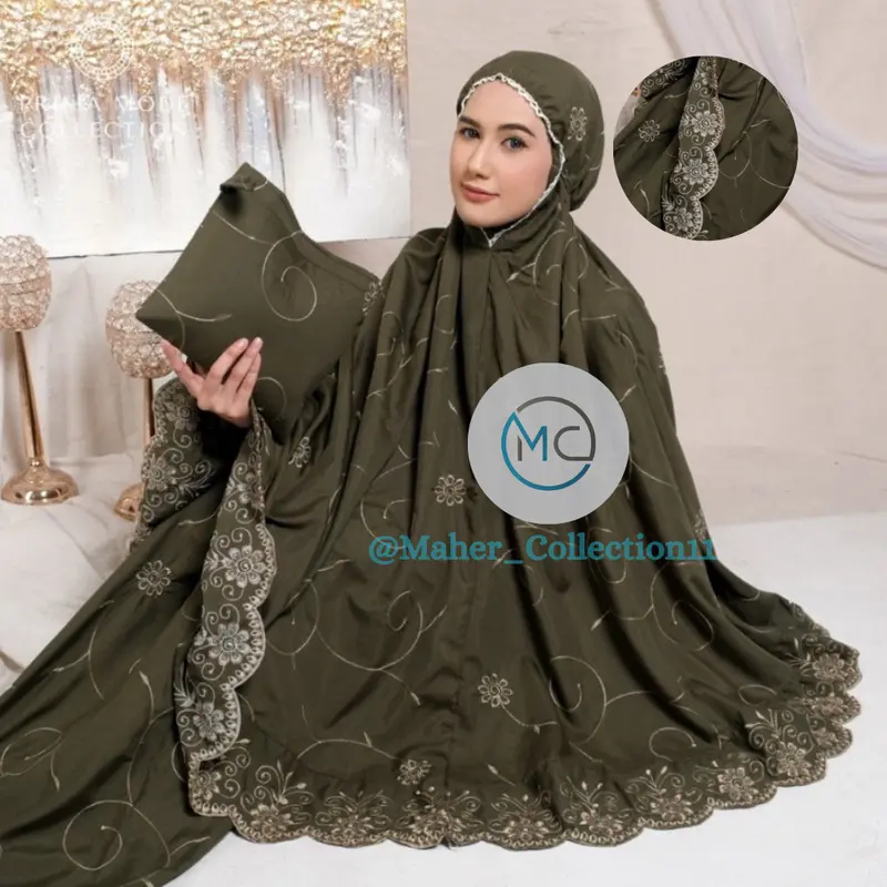Mukena Gracella Dewasa Bunga Teratai Full Bordir Mewah Free Tas 4
