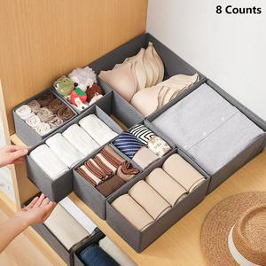8 Counts Fabric Drawer Organizers Set Of 8 for Clothes, Socks, Underwear, Ties Storage Boxes