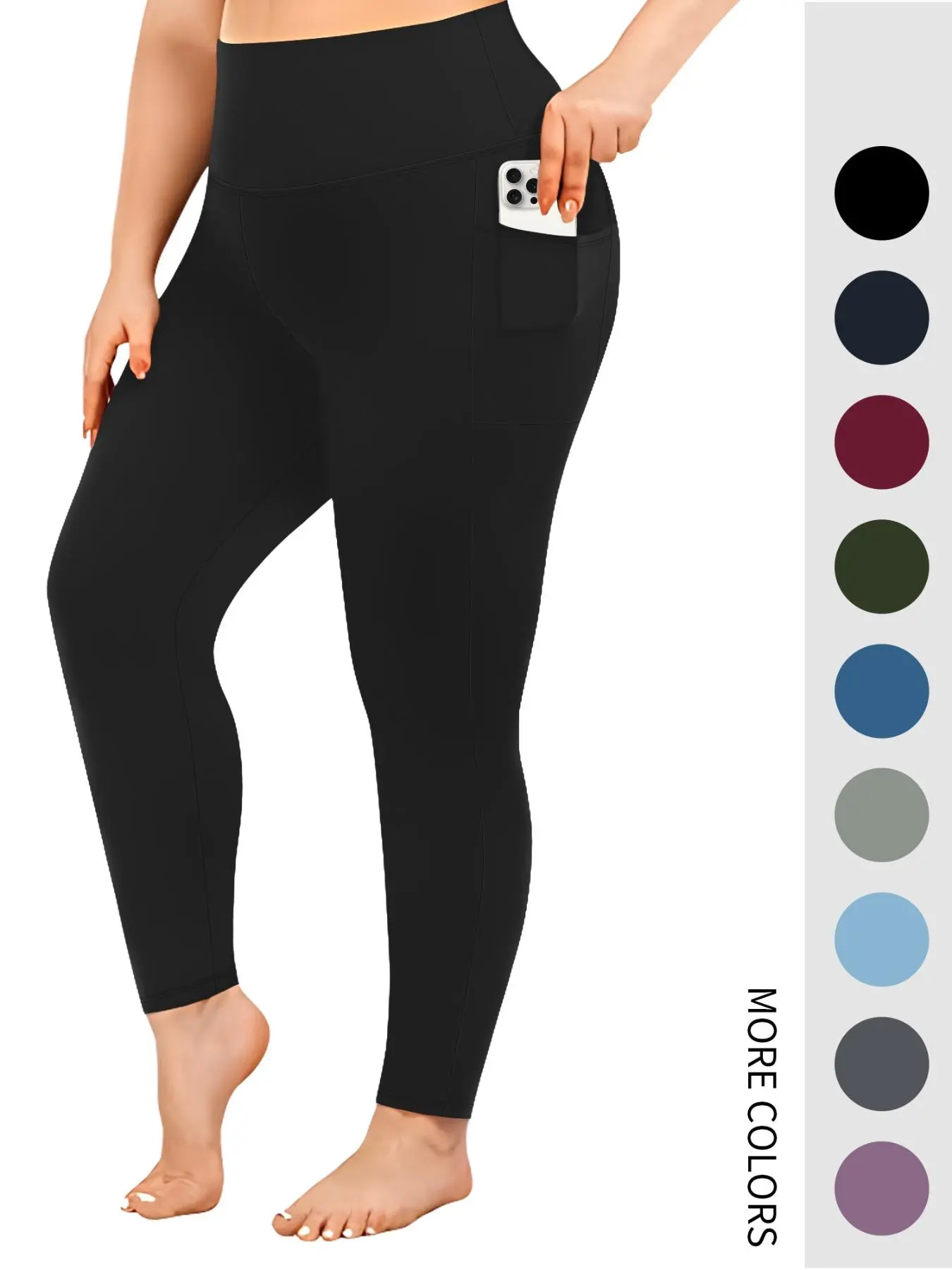 【Plus Size】 Solid Pocket Leggings, Summer 2025 Utah Girl Outfits, Casual High Stretch Skinny Pants, Trousers for Women, Leggings for Women, Going Out Summer Bottoms, Autumn Outfits 2025, Plz Order A Size Smaller, Winter Outfits, Gym Wear