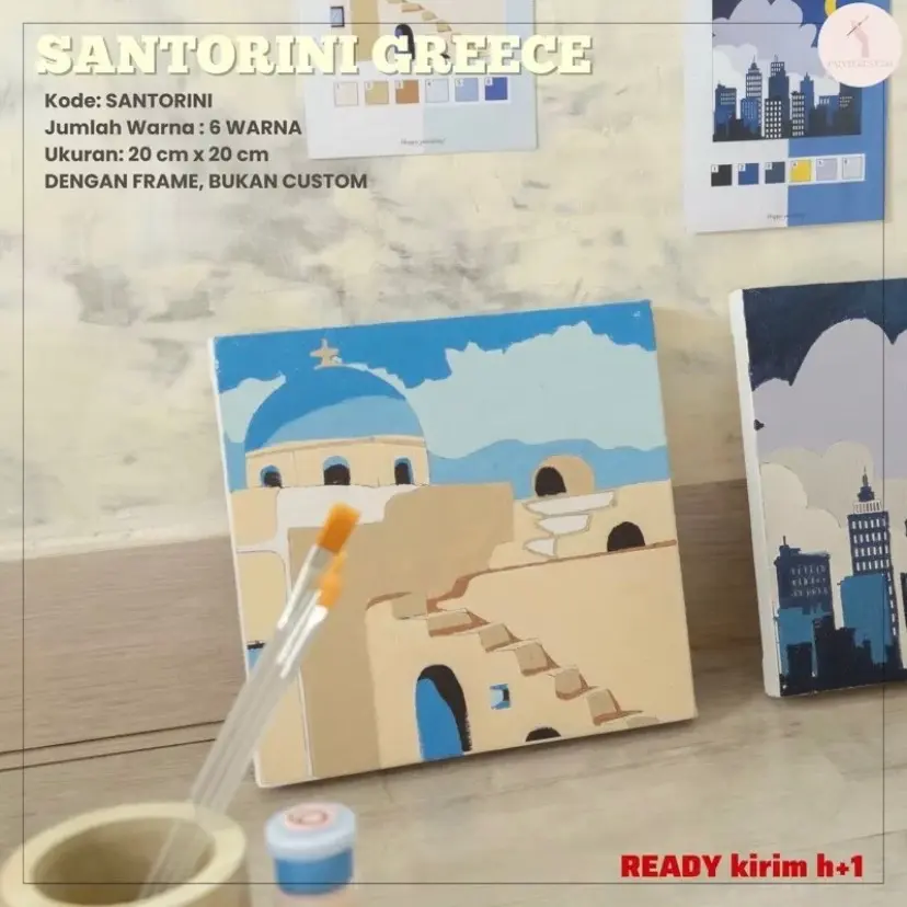 SANTORINI GREECE PAINT BY NUMBER 6wrn (me time activity / DIY gift)