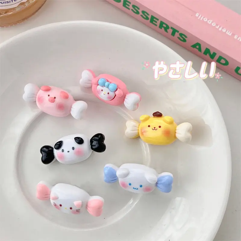 {0522}     Miếng Decor Kẹp Tóc Mini Hình Kẹo Sanrio, Decor Cặp Tóc Hàn Quốc Màu Hồng Nhiều Màu Cute Mini Cho Bé đồ 1k free ship