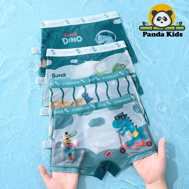 Combo 4 quần chíp đùi dạng lưới họa tiết Khủng Long dễ thương quần lót bé trai thoáng khí chất thun lạnh