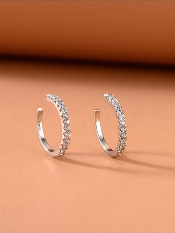 Fashion Rhinestone Decorated Ear Cuff (1 Pair), Casual Earrings for Women, Daily Clothing Decor, Trendy All-match & Exquisite Jewelry for Birthday Gift 0