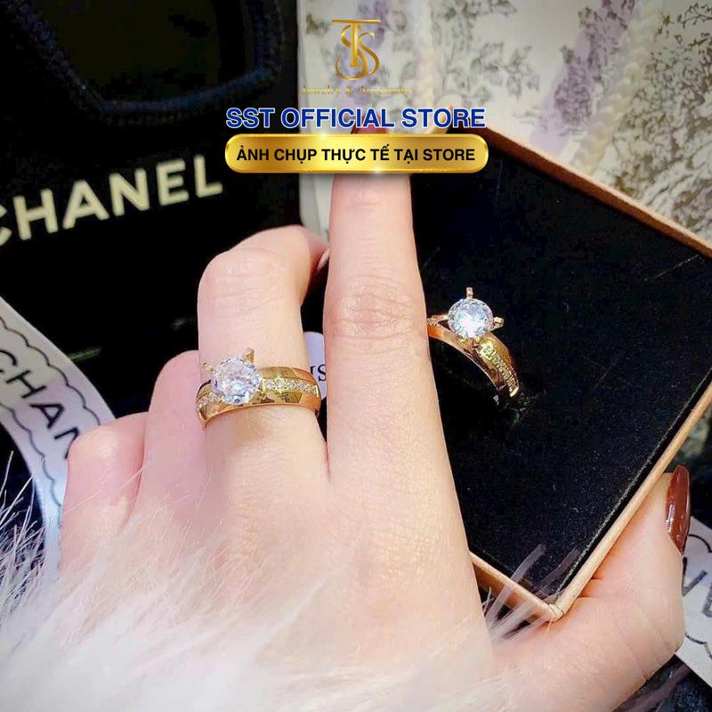 Nhẫn nữ phối Đá cao chất liệu titan không rỉ N277