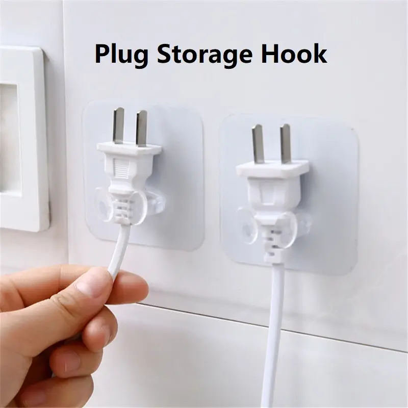 Self Adhesive USB Cable Power Plug Socket Holder Hanger Toothbrush Towel Shaver Wall Storage Hook
