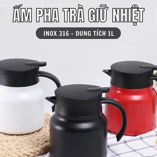 Ấm pha trà giữ nhiệt inox dung tích 1000L có lưới lọc, bình pha trà giữ nhiệt cao cấp giữ nhiêt cao cấp 0