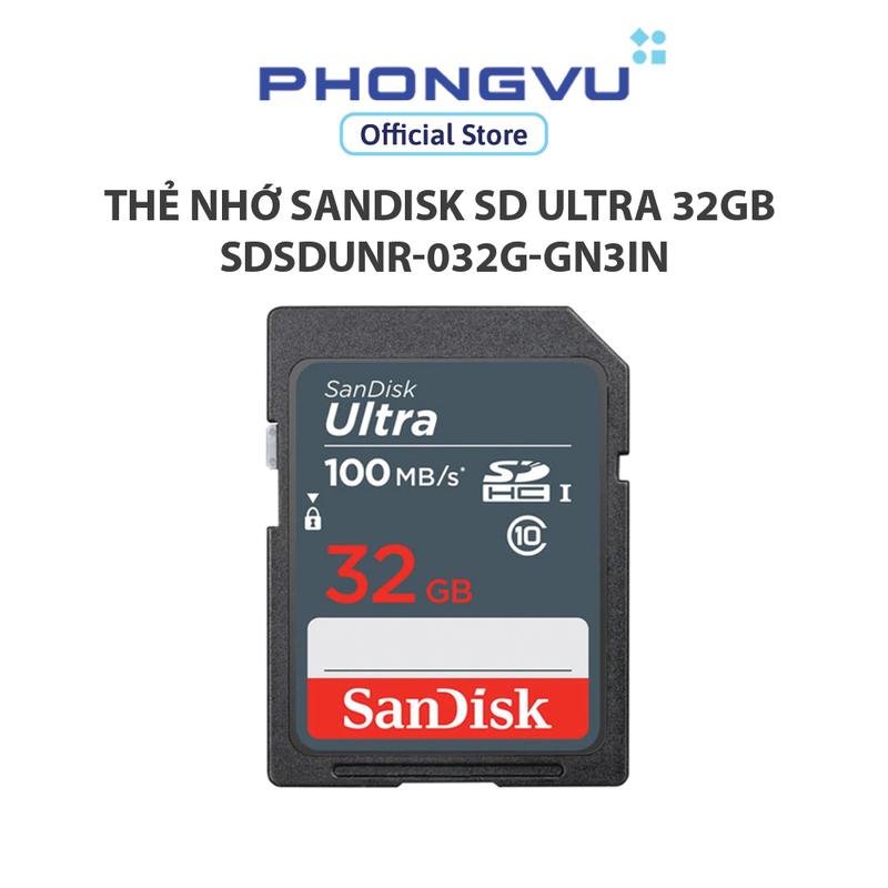 Thẻ nhớ SanDisk SD Ultra 32Gb 100Mb/s SDSDUNR-032G-GN3IN - Phụ kiện Camera Chính hãng - Bảo hành 60 tháng