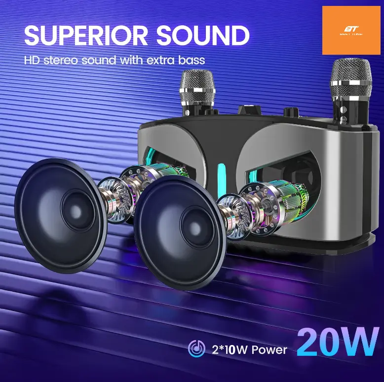 [Kèm 2 Micro] BT BEST TONE Loa Bluetooth BT-WJ-A922 Kèm 2 Micro Âm Thanh Siêu Lớn Mic Bắt Âm Cực Tốt Loa Hát Karaoke Trong Nhà Ngoài Trời Pin 2400mAh | BigBuy360 - bigbuy360.vn