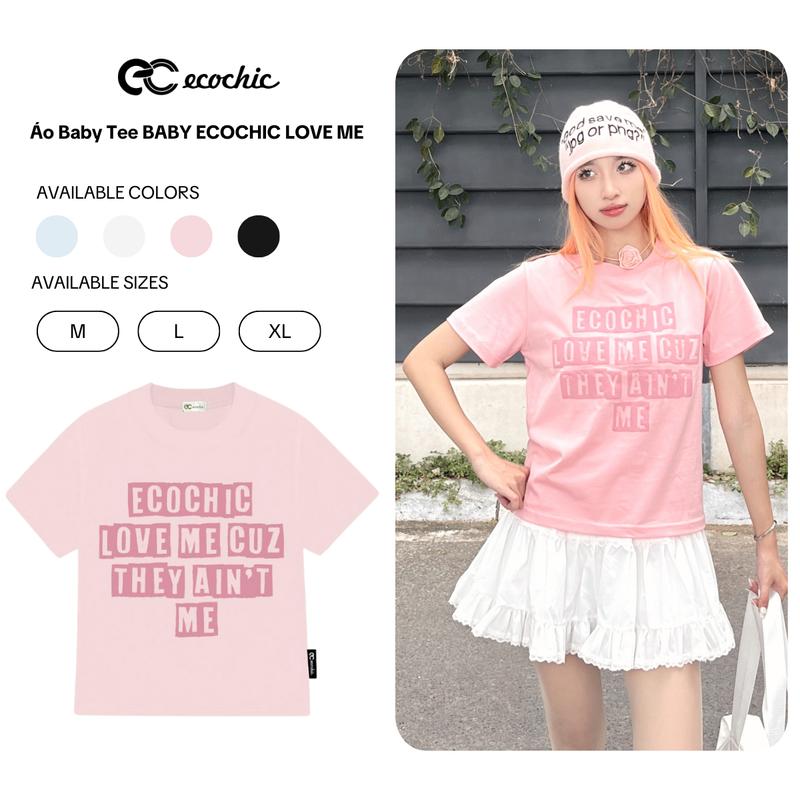 Áo Baby Tee BABY ECOCHIC LOVE ME BBT B024 Local Brand Chính Hãng Nữ Form Ôm Fit Body Premium Cotton Cổ Tròn
